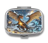 Fire and Ice Dragons Pill Case Travel Portable Pocket Pill Box 2 Compartment Medicine Case Large Capacity Daily Pill Cases Vitamin Organizer Medicine Organizer Small Pill Box