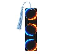Fire and Ice Dragons Print 5pcs Wooden Bookmarks with Tassels, Reading Page Markers Book Marks, Gifts for Men Women
