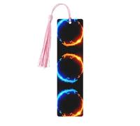Fire and Ice Dragons Print 5pcs Wooden Bookmarks with Tassels, Reading Page Markers Book Marks, Gifts for Men Women