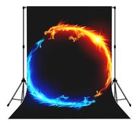 Fire And Ice Dragons Print Backdrop For Photoshoot, Photo Backdrop Background Curtain For Photography Portraits(No Stand)