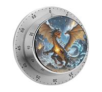 Fire and Ice Dragons Timer Stainless Digital Visual Timer Exquisite Mechanical Countdown Time Management Tools with Silent Operation Timer for Kitchen Office Classroom