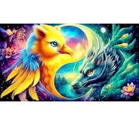 Fire-and-Ice-Foxes-in-Cosmic-Dance 1000 Piece Jigsaw Puzzle for Adults - Recycled Cardboard Decoration 38x26cm/1000pcs