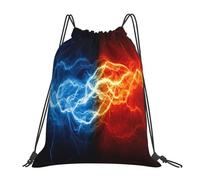 Fire And Ice Fractal Thunder Women Men Drawstring Bag Adjustable Gym Sack Durable String Backpack For Gym Picnic Football