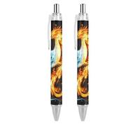 Fire And Ice Phoenix Retractable Ballpoint Pen Black Ink Ball Point Pen Work Pens 2 PCS