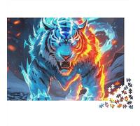 Fire and Ice Tiger 1000 Piece Jigsaw Puzzle Paper Puzzle for Adults Night Element Focus Relaxation Home Gift 52x38cm/1000pcs