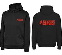Fire And Rescue Service LC & Back Hoodie Emergency Staff Uniform Work Wear Fire Fighters Rescue Staff Unisex Gift Hoodie Top(XXL, Black)