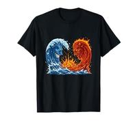 Fire and Water Elemental Waves Epic Battle T-Shirt