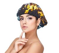 Fire And Water Heart Satin Bonnet Silk Bonnet, Hair Bonnet For Sleeping, Soft Double Layer Silk Sleeping Cap Hair Wrap For Women Natural Curly Braided Long Hair