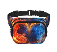 Fire and Water Heartwaist Bag for Men Women - Adjustable Double Fanny Pack for Travel, Sports, and Daily