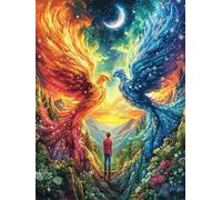 Fire And Water Phoenix 500 Pc DIY Jigsaw Puzzle Natural Scenery Animals Puzzles for Adults Teens Hard Challenging Team Building Stress Reducing Autumn Rigid Cardboard 500 PCS