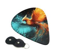 Fire And Water Phoenix 6 Pack Guitar Picks With Holder, Personalized Guitar Plectrums Non-Slip Portable Ukulele Bass Picks 0.46mm For Acoustic Guitar Lovers Gifts