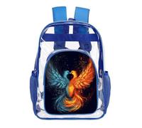 Fire And Water Phoenix Clear Mini Backpack Transparent Backpacks PVC See Through Clear Bag for Work Travel, Blue, 43X32.5cm, Daypack Backpacks