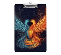 Fire and Water Phoenix Clipboard, A4 Acrylic Clipboard with Hanging Hole, Ultra-Light Clip Board - Holds 100 Sheets, Shatterproof Document Holder for Office, 12.5" X 8.5"
