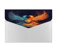 Fire and Water Phoenix File Folder with Snap&6 Pockets Reusable File Organizer Portable Document Paper Bill Receipt Organizer Plastic Envelopes for Office College Letter Size