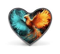 Fire And Water Phoenix Lapel Pin Heart Metal Brooch Pin with Secure Pinback Fashion Button Badge for Clothing, Hats, Bags Decoration