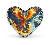 Fire And Water Phoenix Lapel Pin Heart Metal Brooch Pin with Secure Pinback Fashion Button Badge for Clothing, Hats, Bags Decoration