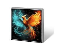 Fire And Water Phoenix Lapel Pin Square Metal Brooch Pin with Secure Pin Back Fashion Button Badge for Clothing, Hats, Bags Decoration