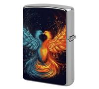 Fire and Water Phoenix Lighter Case Metal Protective Cover with Double-Sided Art Design, Cool Lighters Pouch Shockproof Lighter Cover for Men Women Gifts, Lighters Not Included