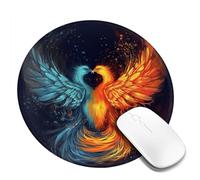 Fire and Water Phoenix Mouse Pad Waterproof Gaming Mousepad with Non-Slip Rubber Base Round Computer Mouse Mat for Office Latop Mousepads Washable Cloth Desk Pad 8 x 8 in