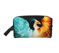 fire and Water Phoenix Prints Large Makeup Bag Makeup Pouch with Handle, Portable Simple Travel Makeup Organizer Case for Women