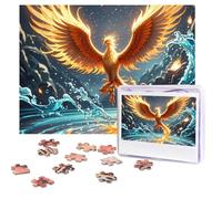 Fire and water phoenix Puzzles 500 Pieces Personalized Jigsaw Puzzles with storage bag Photos Puzzle for Adults Challenging Picture Puzzle for Men Women Home Decor (52x38 CM)