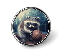Fire And Water Phoenix Round Lapel Pin Brooch Badge Cute Tie Tack Pin for Hats, Clothing, Bags Unique Fashion Accessories Gift for Men & Women, Funny Raccoon Basketball, Circular