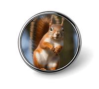 Fire And Water Phoenix Round Lapel Pin Brooch Badge Cute Tie Tack Pin for Hats, Clothing, Bags Unique Fashion Accessories Gift for Men & Women, Squirrel Funny Animal, Circular
