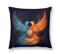 Fire and Water Phoenix Soft Plush Throw Pillow Cover Modern Decorative Pillow Case Farmhouse Cushion Cover with Hidden Zipper for Couch Sofa Bed Outdoor Home Decor 16 "x16