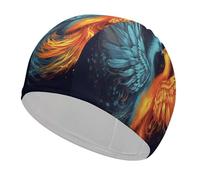 Fire and Water Phoenix Swim Caps for Short & Long Hair Fashion Durable High Elasticity Swimming Caps Comfortable Bathing Cap Non-Slip Breathable Swim Hats for Swimmers&Gifts