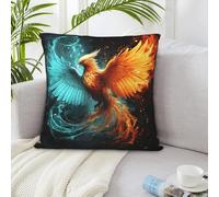 Fire and Water Phoenix Throw Pillow Covers Soft Decorative Throw Pillowcases with Hidden Zipper Modern Decor Cushion Covers for Bedroom, Living Room, Sofa, Couch and Bed 24"X24"