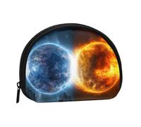 Fire and Water Planets Coin Purse Personalized Coin Bag for Women Men Change Purse Small Wallets with Zipper Mini Shell Coin Pouch Outdoor Shopping Change Storage Bag Handbags Gifts
