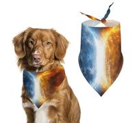Fire and Water Planets Dog Bandanas for Feeding Grooming, Triangle Pet Bibs for Cats & Dogs Washable Fashion Pets Scarf for Party Travel 27.6 X 11.8 Inch