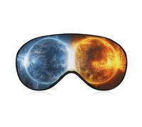 Fire and Water Planets Sleep Mask for Women Men, Soft Eye Mask with Adjustable Strap for Sleeping, Light Blocking Travel Blindfold for Nap Comfortable Eye Cover for Home Office