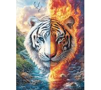 Fire And Water Tiger 1000 Pc Classic Jigsaw Puzzle Animal Pets Puzzle for Adults Hard Challenging Hobby Home Decor Poster Eco Friendly Material 1000 PCS