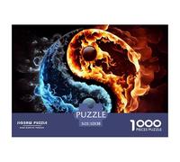 Fire and Water Yin Yang 1000 Piece Jigsaw Puzzle Paper Puzzle for Adults Elemental Art Style Relaxation Family Activity 52x38cm/1000pcs