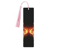 Fire Angle Wings Bookmark, Wooden Bookmarks for Book Lovers Handmade Wood Book Mark with Tassel Reading Page Markers Ornament Wooden Gift Tags Labels for Craft Decorations