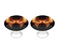 Fire Angle Wings Cabinet Knobs, 2-Pack Silver Stainless Steel Drawer Pulls with Screws, Elegant Hardware for Dressers, Kitchen,Cabinets & Desks