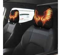 Fire Angle Wings Car Seat Headrest Cover 2 PCS, Soft Stretchable Fabric Car Head Rest Protector Dustproof Removable Car Headrest Covers Universal Vehicle Accessories