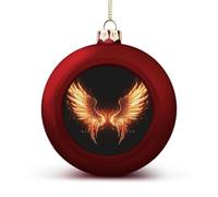 Fire Angle Wings Christmas Ball Ornaments - Shatterproof Plastic Vintage Rustic Xmas Tree Decorations Pendant for Family Holiday Wedding Party Xmas Hanging Decoration