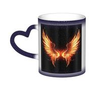 Fire Angle Wings Coffee Mug with Handle 11 Oz, Color Changing Cups In The Sky, Heat Sensitive Magic Funny Art Mug, Unique Coffee Tea Cup Porcelain Mugs Gift for Women Men Blue