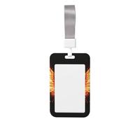 Fire Angle Wings ID Badge Holder with Lanyard Vertical Hard Plastic ID Card Case with Clear Window, Waterproof Work Badge Sleeve Fashion Card Protector Pouch for Women Men