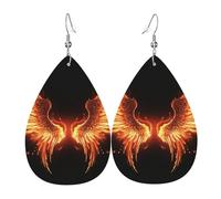 Fire Angle Wings Leather Earrings Dangle Drop Earring Lightweight Teardrop Earrings Vintage Bohemian Earring for Women Christmas Birthday Gift Fashion Jewelry