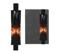 Fire Angle Wings Pen Holder for Notebook, PU Leather Pen Sleeve Pouch for Gift, Detachable Bookmark Elastic Journal Pencil Holder Case - Hold 2-3 Pens, Black
