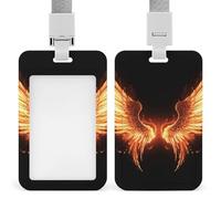 Fire Angle Wings Retractable ID Badge Holder with Lanyard - Vertical Badge Reel,Keychain Clip,Name Tag Id Card Holder Protector for Nurse Officer Teacher Security Staff Women Men