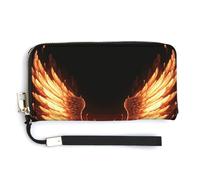 Fire Angle Wings RFID Blocking Wallet for Women,Clutch With Change Pocket, Wristlet Wrist Strap with Card Slots
