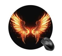 Fire Angle Wings Round Mouse Pad, Non-Slip Rubber Base Waterproof Washable, Computer Mouse Mat for Office Gaming Studying, Premium-Textured Durable Portable Circle Mousepad for Desktop PC Notebook