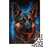 Fire Animal German Shepherd 1000 Piece Puzzles for Adults Challenging And Brainteasing Hard Puzzles for Adult Children 1000pcs (38x26cm)