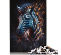 Fire Animal Zebra 500 Piece Puzzles Wooden Jigsaw Puzzles for Adults, Difficult Jigsaw Adult Challenge Game 500pcs (52x38cm)
