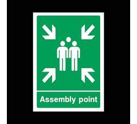 Fire Assembly Muster Point Plastic Sign with 4 Pre-Drilled Holes - Fire/Emergency/Exit/Alarm/Push/Extinguisher/Assembly (EE58)