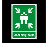 Fire Assembly Muster Point Plastic Sign with 4 Pre-Drilled Holes - Fire/Emergency/Exit/Alarm/Push/Extinguisher/Assembly (EE58)